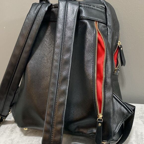 Colorland Black Faux Leather with Bright Red Interior Backpack Medium - Picture 11 of 16